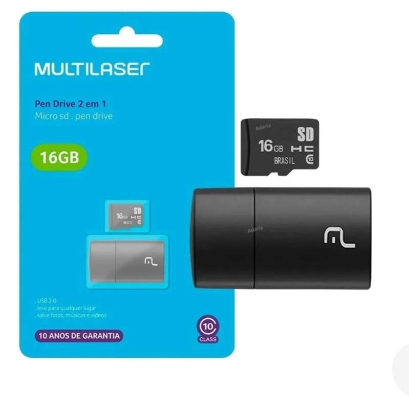 Cartao de Memoria/ Pendrive 2 in 1 Multilaser 16 GB