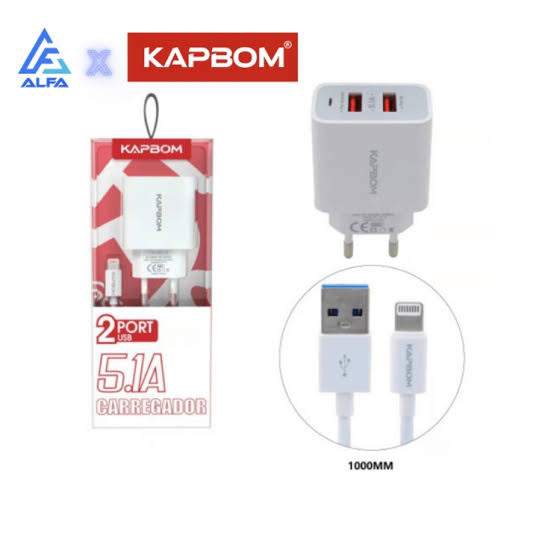 Carregador Rapido iPhone 2 USB 5.1 KA-5002