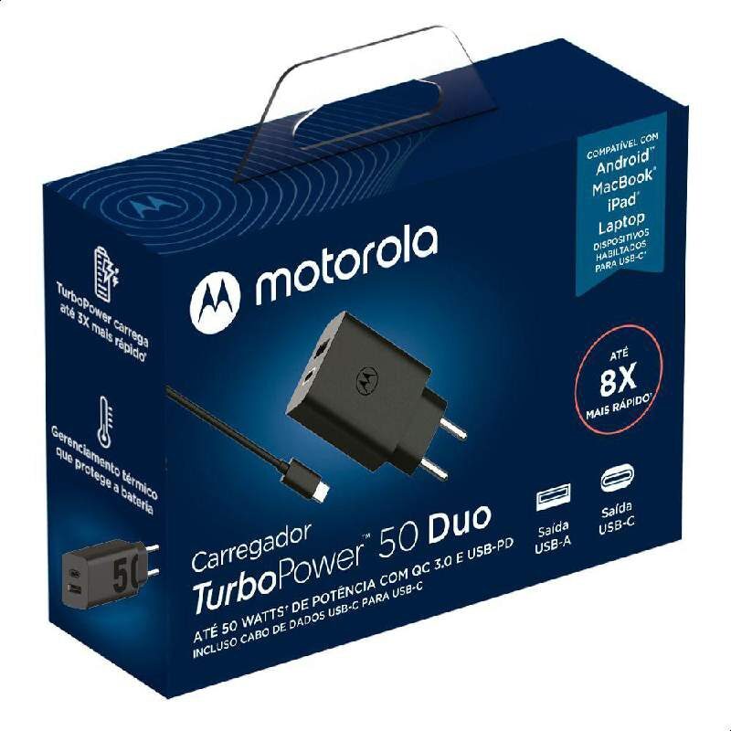 Carregador Turbo 50w Type C Duo Motorola