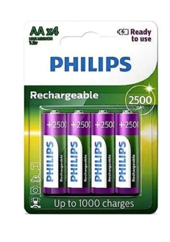 Pilha AA Recarregavel 2500mAh kit c/4 Philips