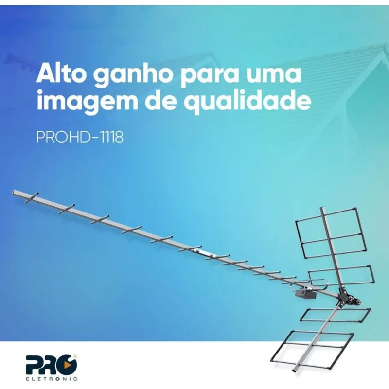 Antena Digital Uhf Yagi Hdtv Alto Ganho Prohd-1118 (cod 00200)